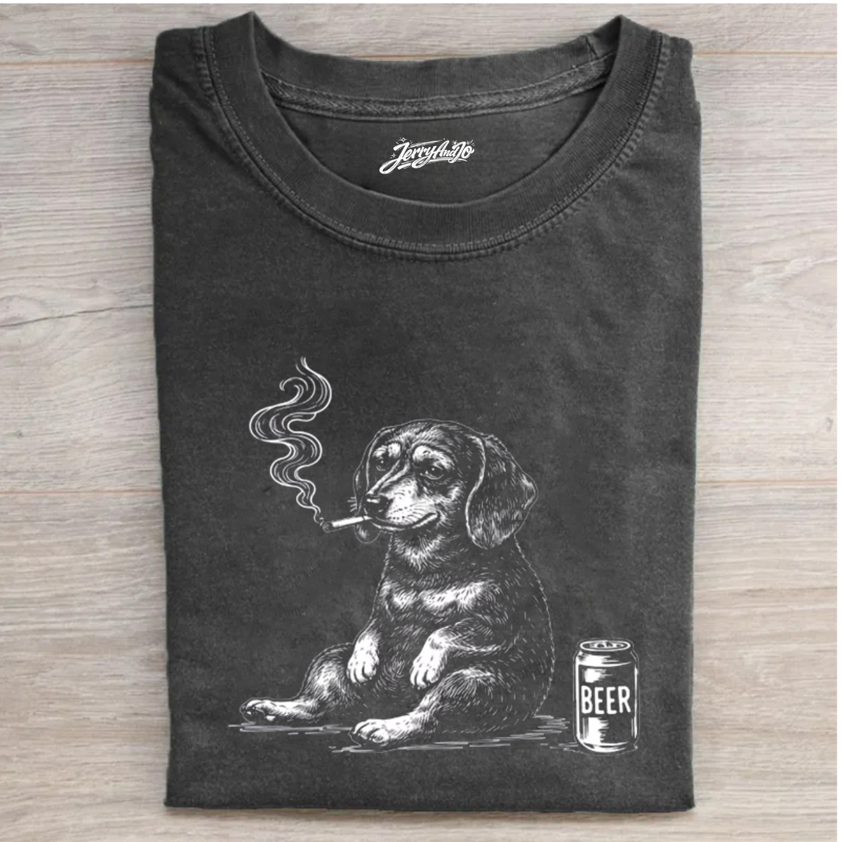 SMOKING DACHSHUND WITH BEER T-SHIRT BT-00235