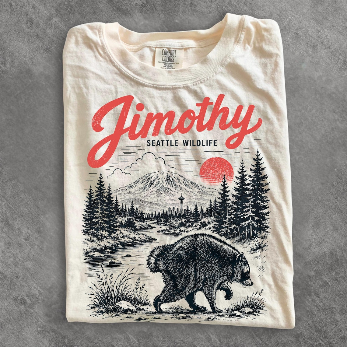 Jimothy Raccoon Shirt, Viral Seattle Raccoon Tee, Funny Round King T Shirt, Pacific Northwest Wildlife B-00123