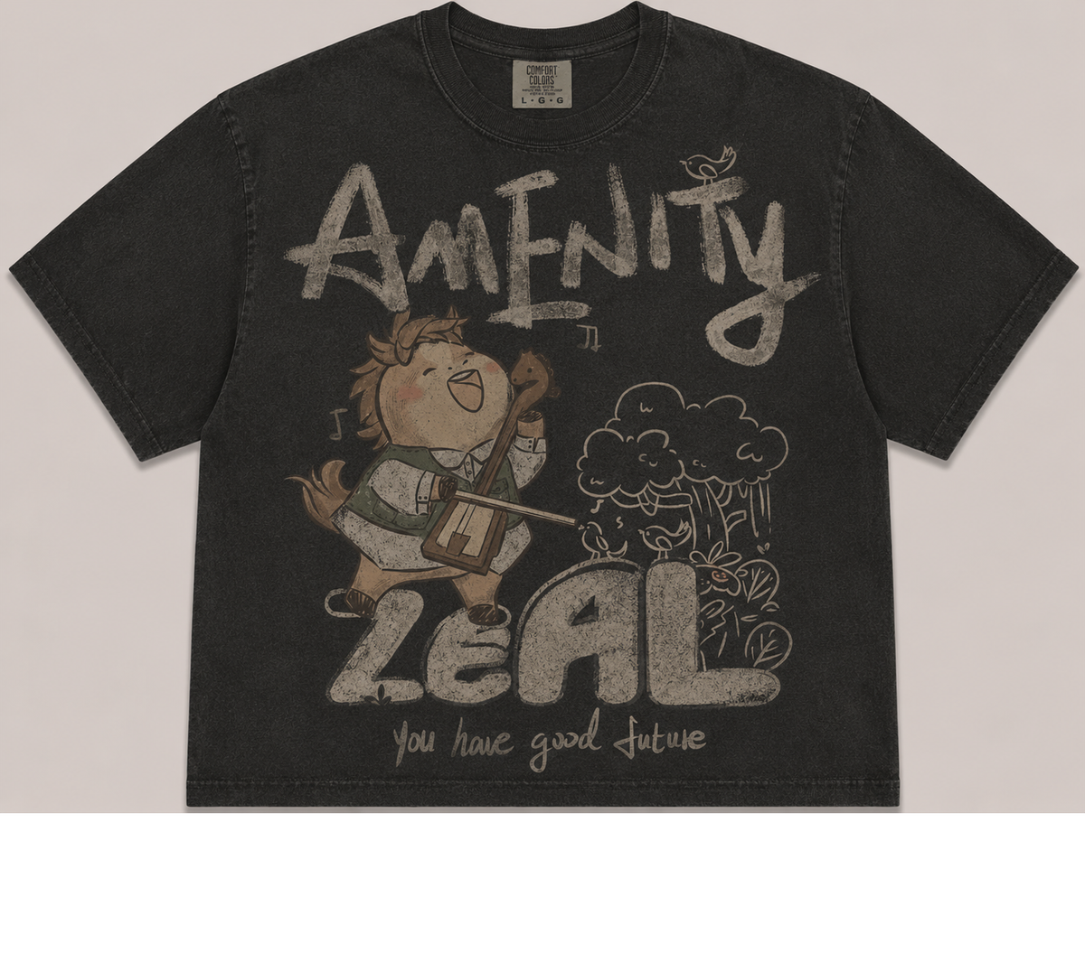 AMENITY ZEAL HORSE MUSIC VINTAGE TEE AV-00245