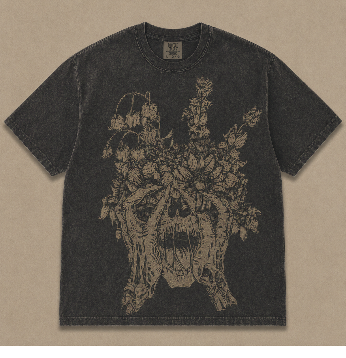 FLORAL MELTING SKULL VINTAGE GOTHIC TEE AV-00219